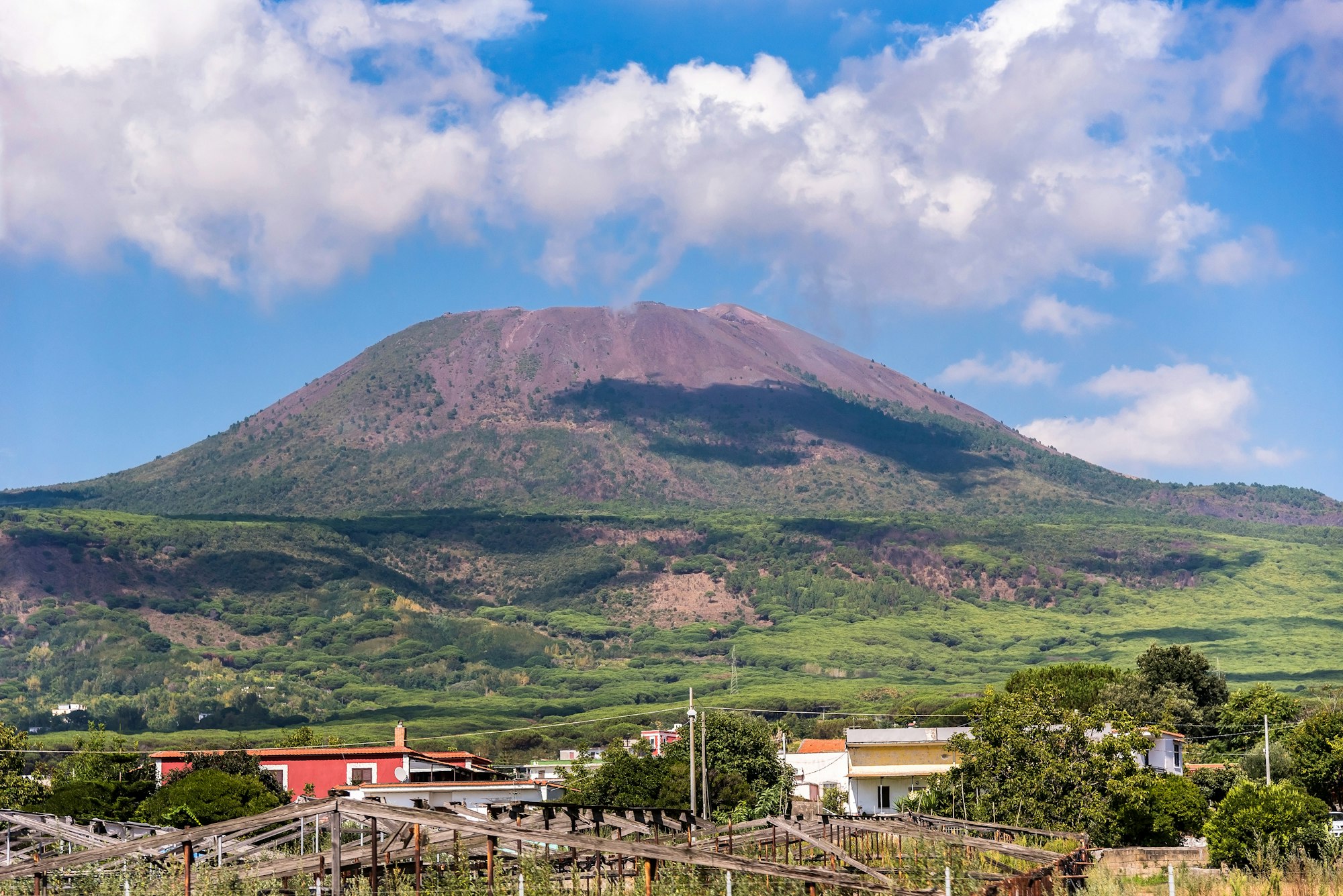 View of Mount Vesuvius on a sunny day